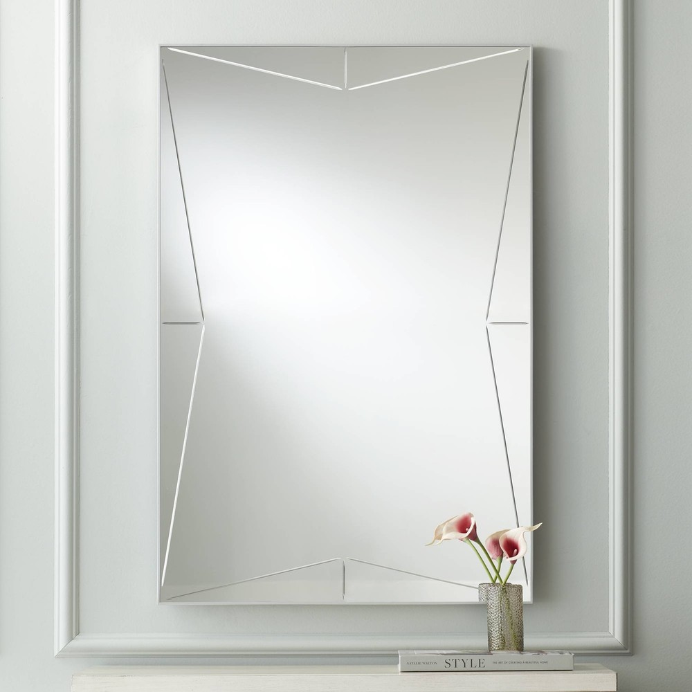 Possini Euro Relevei Silver 26" x 39" Rectangular Wall Mirror