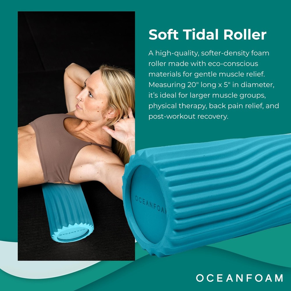 Soft Tidal Roller (Miami Blue) - Low Density Foam Roller for Physical Therapy