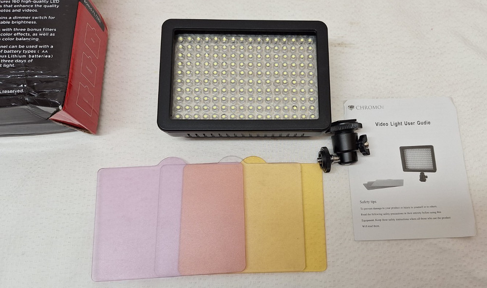 Chromo CI-160 LED Continuous Light Panel Dimmable W/Camera Mount & Filters