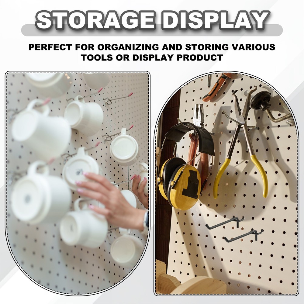 20 Pcs Pegboard Hooks, 7.9" Peg Board Hooks Kit, Silver Tone (1.2mm)