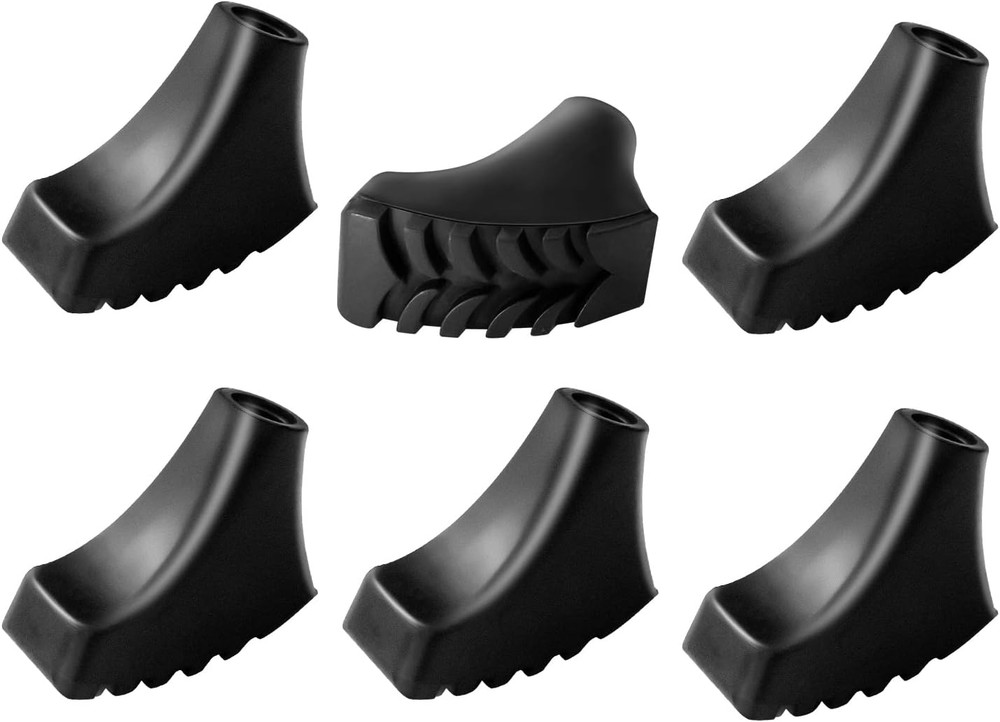 6 Pack Hiking Walking Sticks Rubber Tips, Replacement Tips Protectors for Trekki