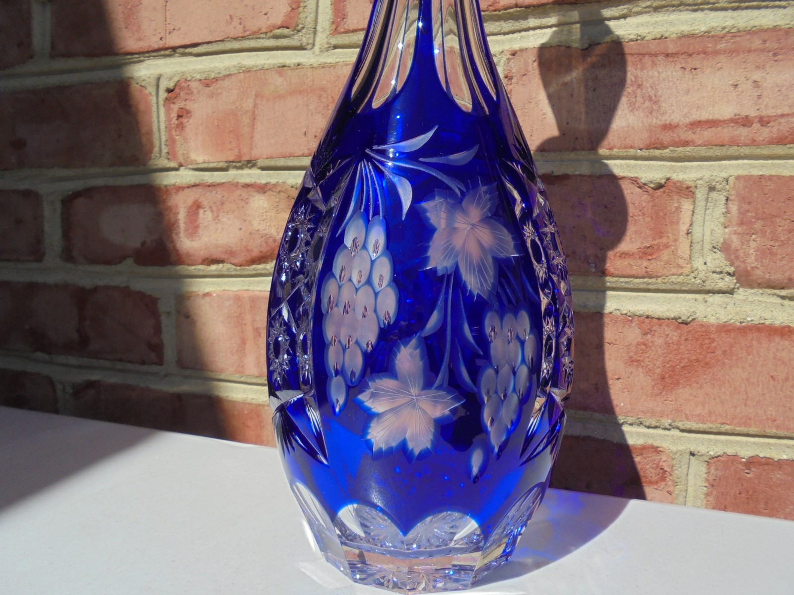 Nachtmann Traube Cobalt Blue Cut to Clear Lg Decanter 15" Excellent