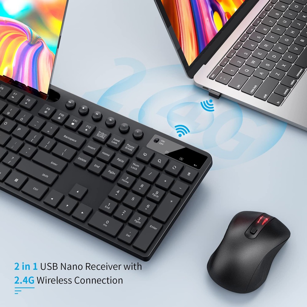 Wireless Keyboard and Mouse Combo 2.4G Ergonomic Wireless Computer Keyboard w...