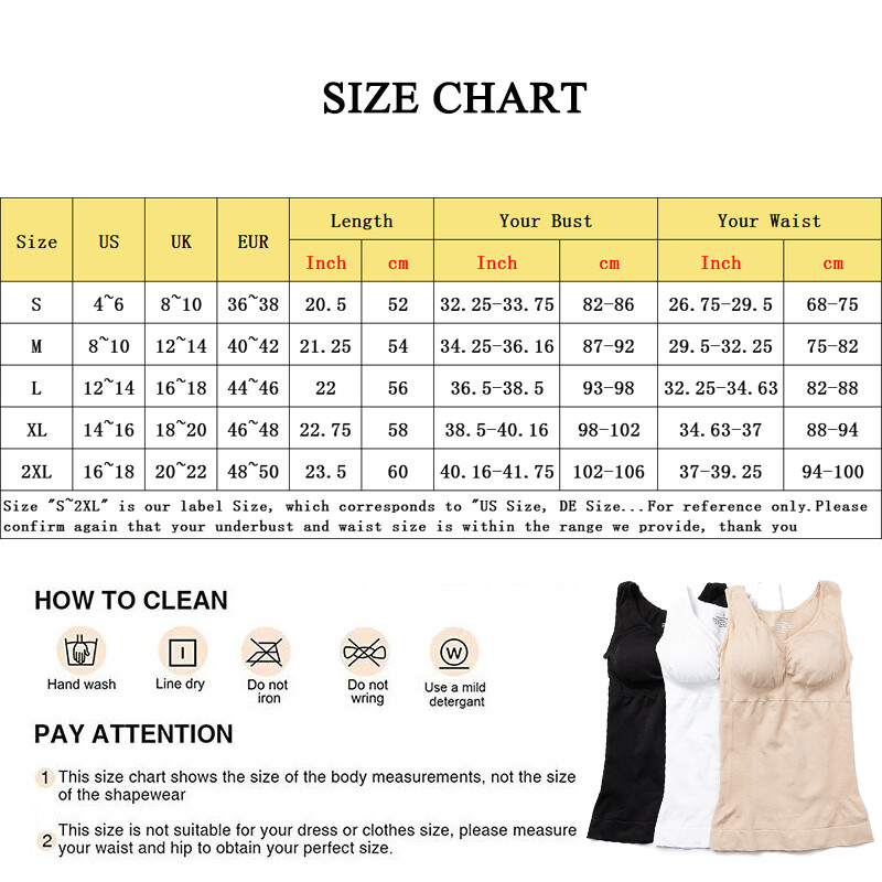 Shapewear Camisoles with Built in Bra Tummy Control Body Shaper Padded Tank Tops