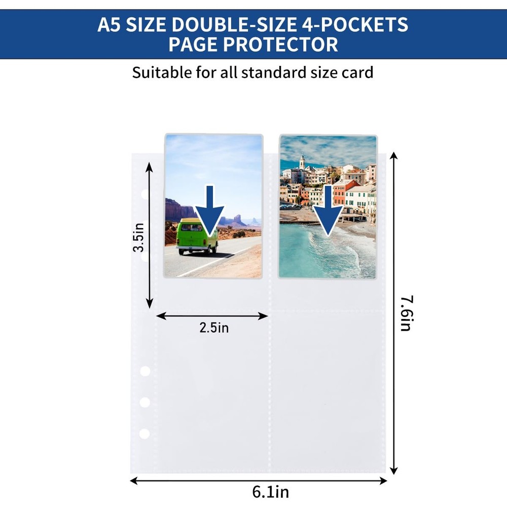 320 Pockets 6 Ring A5 Binder Inserts, JIQEZNL 40 Sheets | Clear, Clear