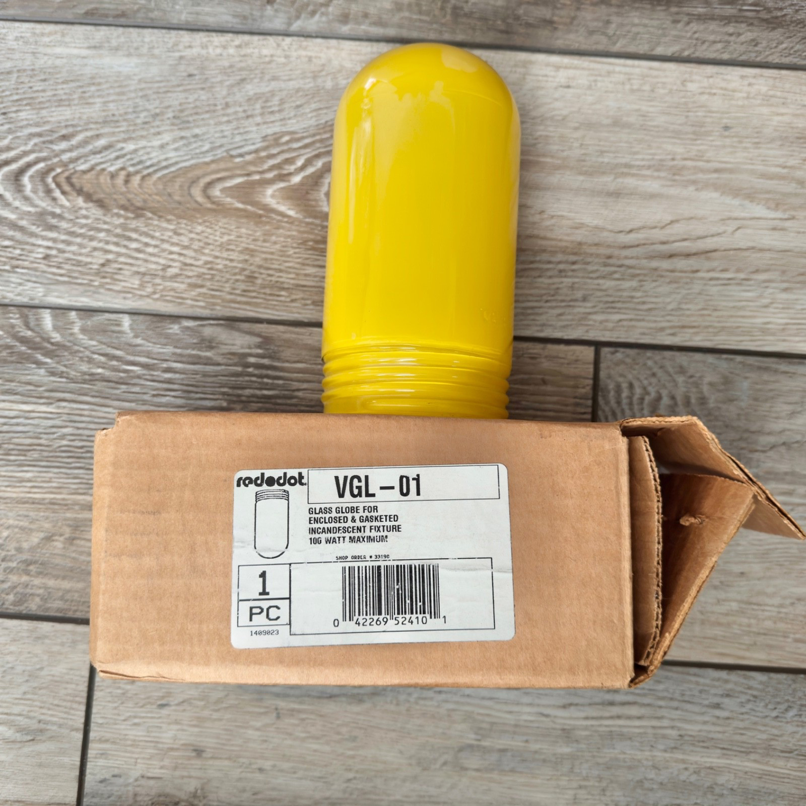 Red Dot Industrial Light Fixture Explosion Proof Red Yellow Glass & Cage NOS