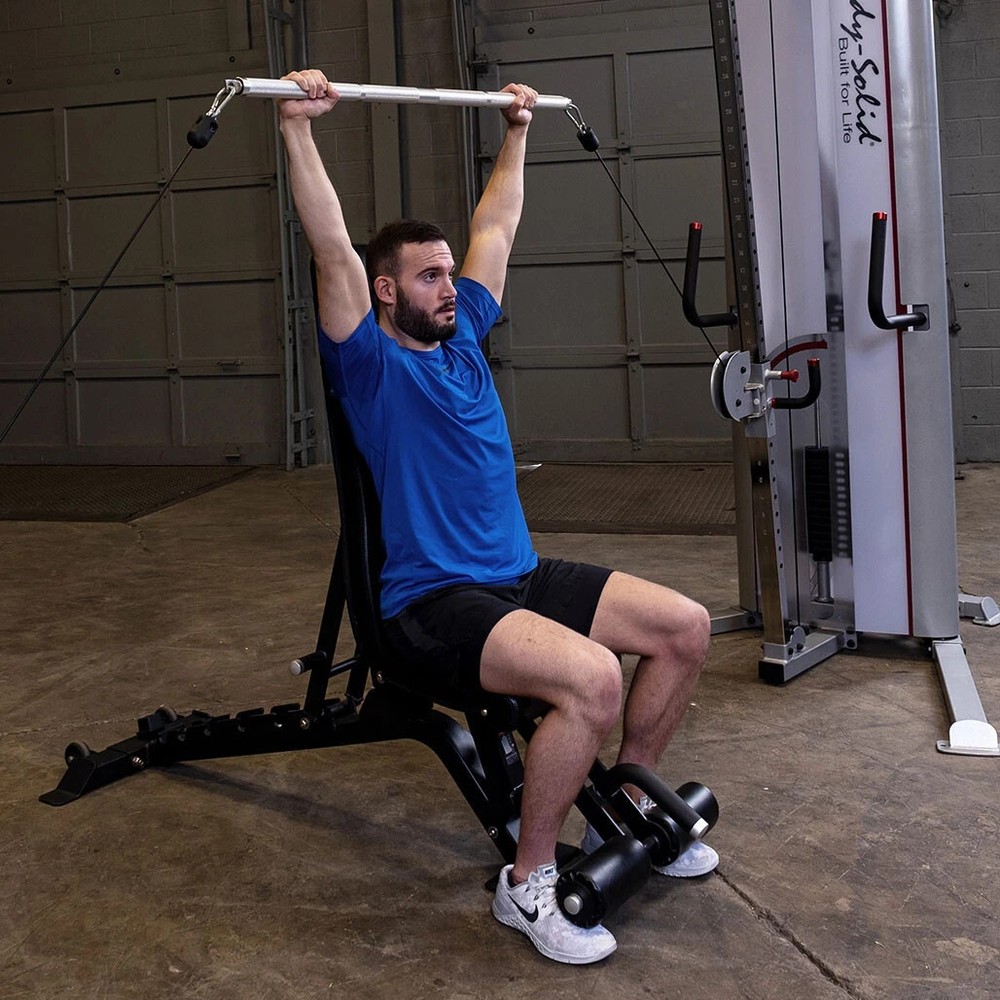 Body Solid Tools Aluminum Double Dual Hook Swivel Bar for Functional Trainer