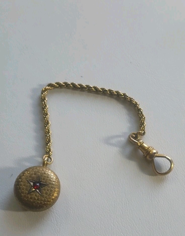 Antique 10 Kt. Yellow Gold and Bohemian Single Garnet Watch Fob