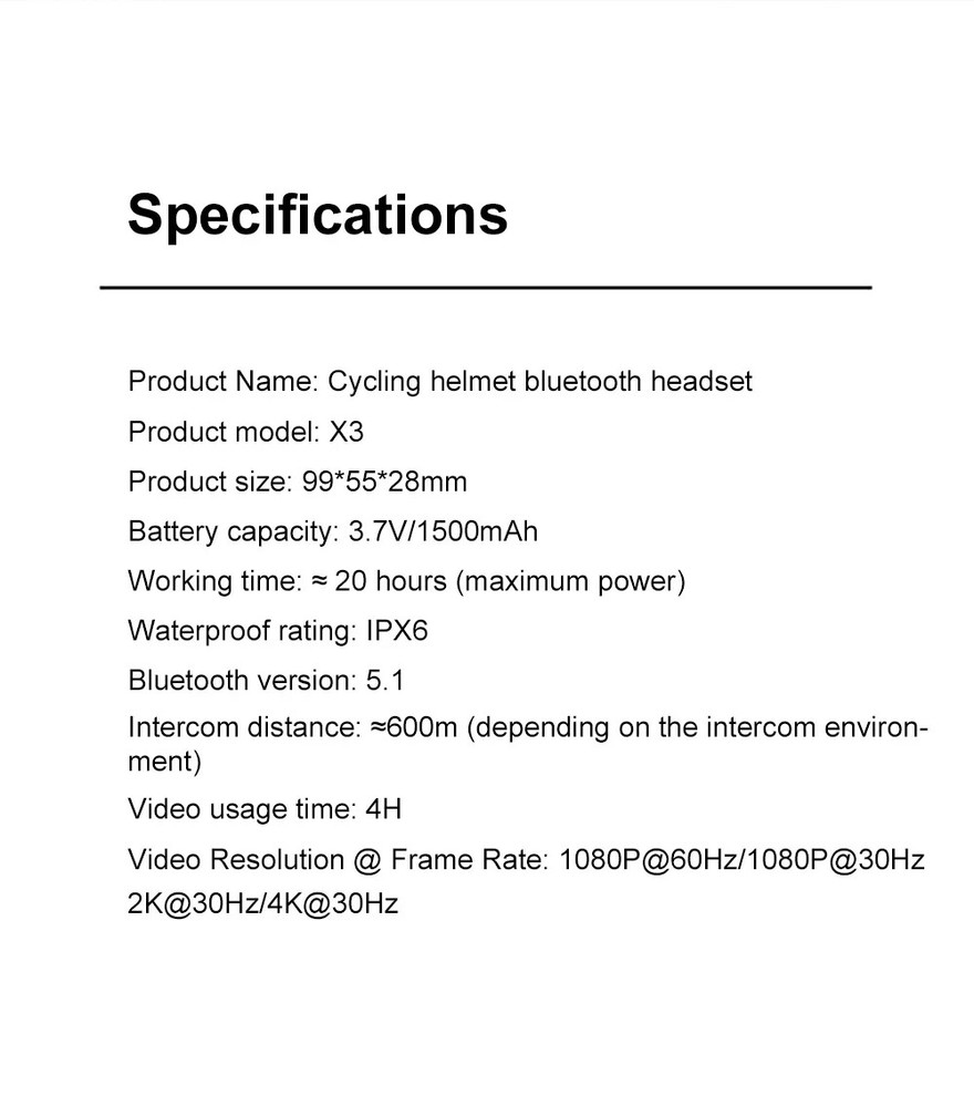 Helmet Intercom Bluetooth Headset Moto Comunication with 2K Camera Recorder