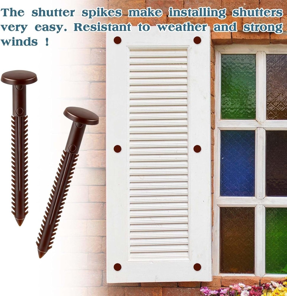 60Pcs 3 Inch Vinyl Shutter Fasteners, Window Shutter Panel Pegs Shutter Screws L