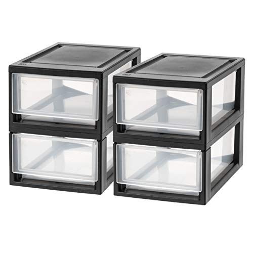 MSD-1 Compact Stacking Drawer, Black, 6 Quart, 4-Pack