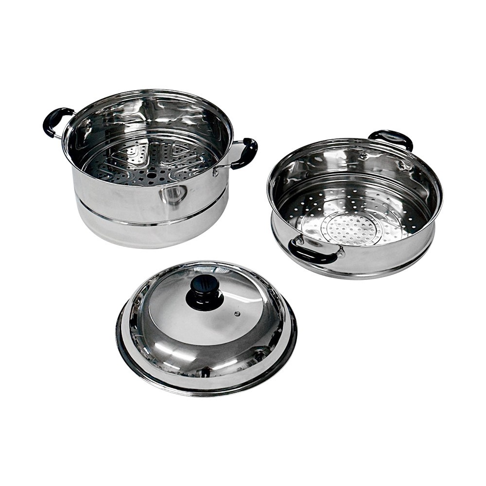 2-tier 12 inch Stainless Steel Stackable Steamer Pot, with Lid, Multipurpose Use