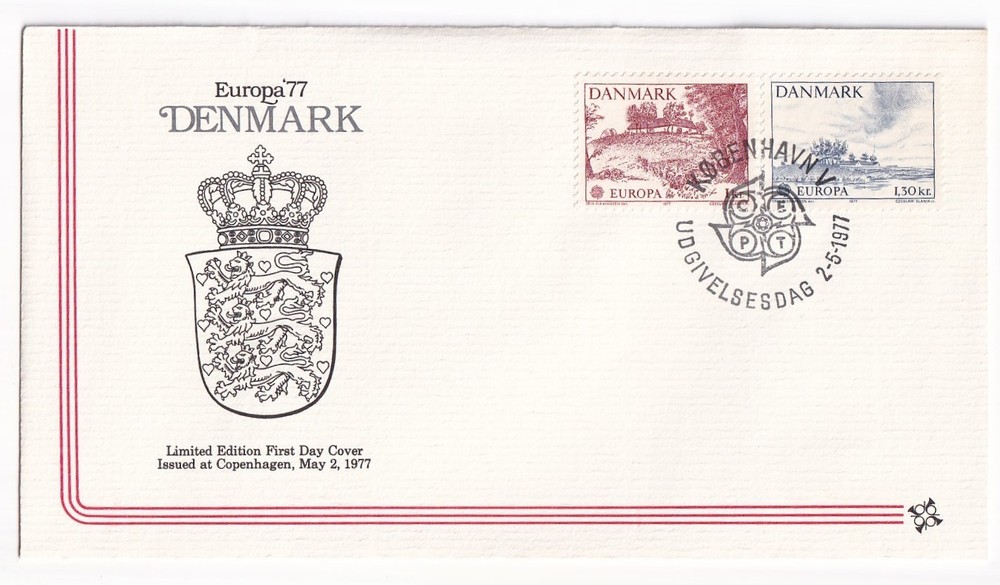 STAMP DENMARK "EUROPA" "COPENHAGEN" 1977 FIRST DAY COVER