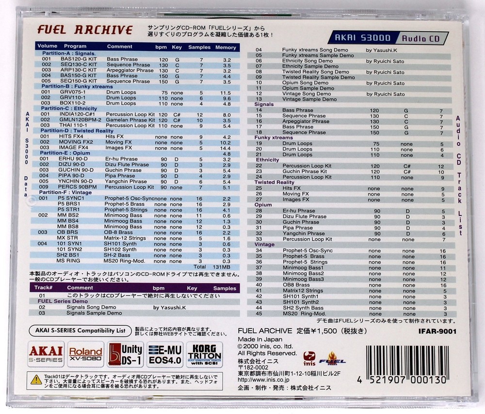 Inis Fuel Archive Akai Format Sample/Sound Library/Sampling CD