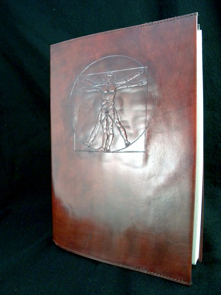 A4 Handmade Refillable Leather Journal - Leonardo da Vinci's VITRUVIAN MAN