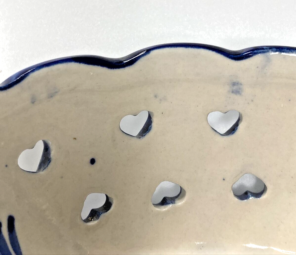 Hand Painted Heart Pierced Floral Windmill Dish