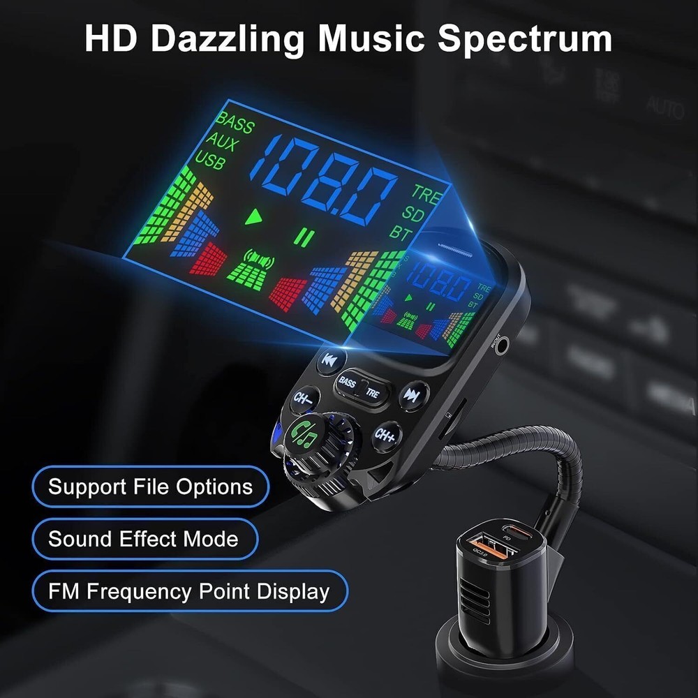 Car Bluetooth FM Transmitter Radio Wireless Adapter Hands-Free 3-Port Charger