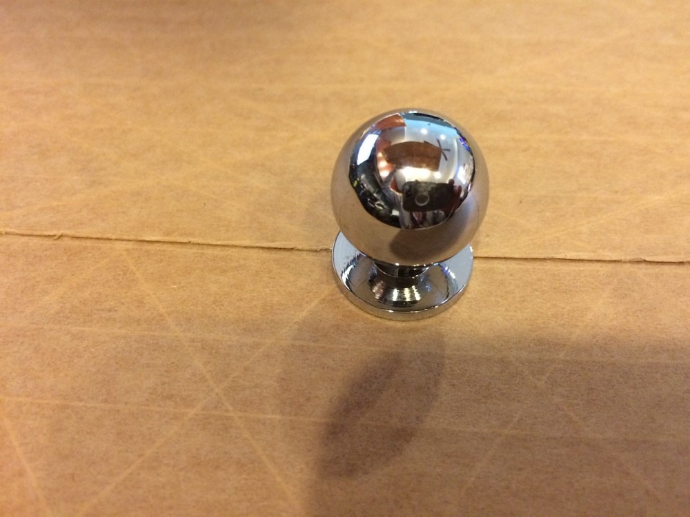 Solid Brass Polished Chrome Knob 3/4" Diameter with Attached Backplate Dia 3/4"
