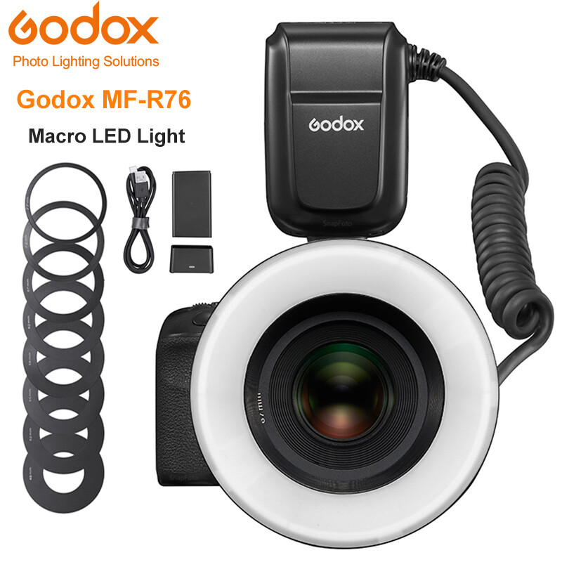 Godox MF-R76 Macro LED Ring Flash Light Close Up Speedlite for Canon Nikon Sony