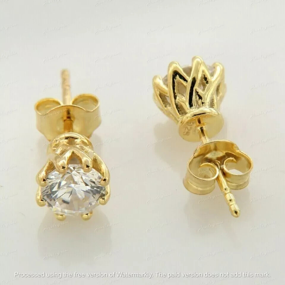 1Ct Round Cut Lab Created Diamond Stud Earrings Solid 14K Yellow Gold Finish