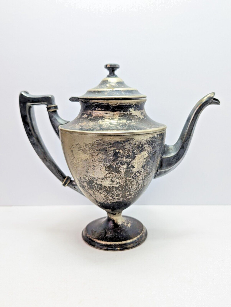 ANTIQUE VAN BERGH SILVER CO NICKLE SILVER TEA POT SILVER PLATED "VB(C) NS 518"