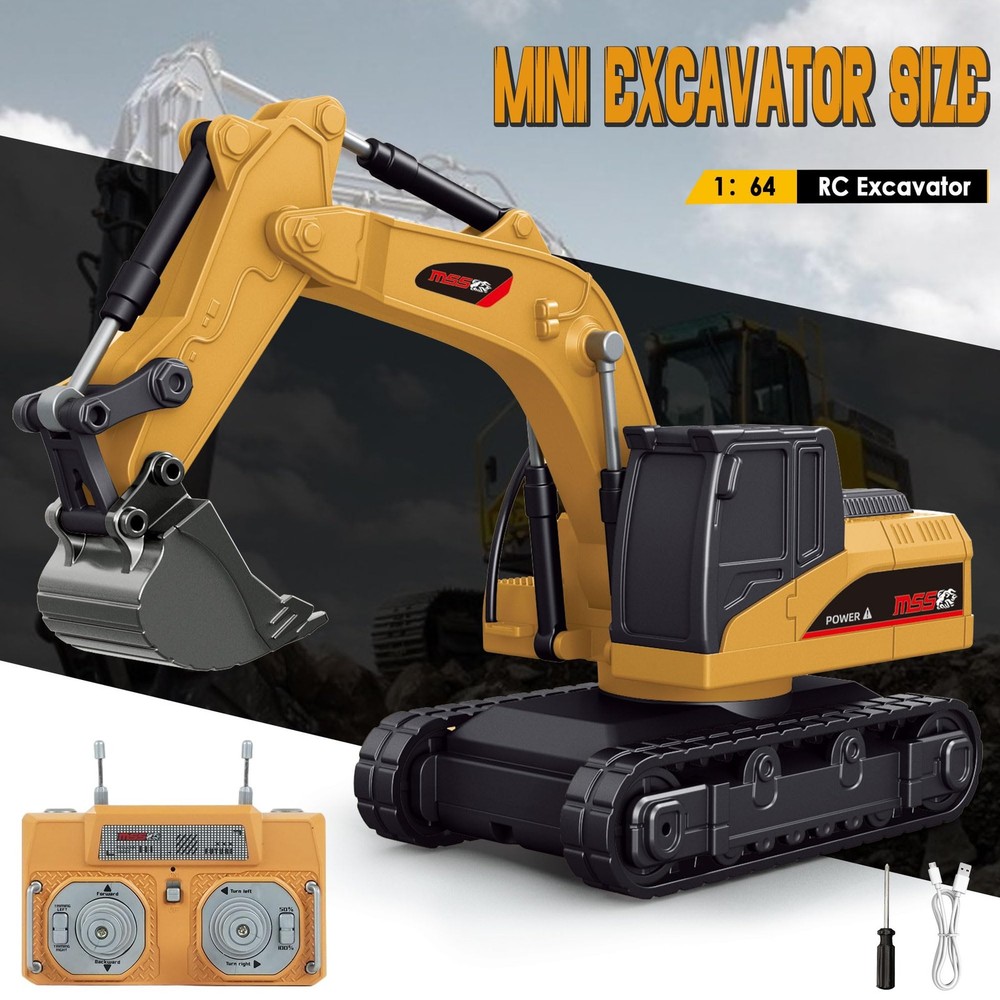 1/64 Remote Control Excavator,Remote Control Construction Vehicles with Metal...