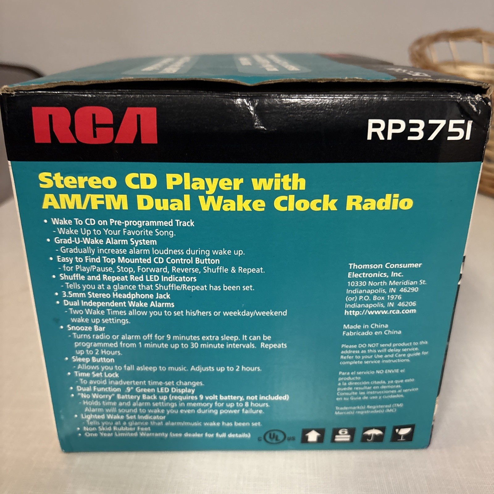 RCA Stereo CD Clock Radio RP3751A Dual Alarm AM FM Player Gray Compact Disc