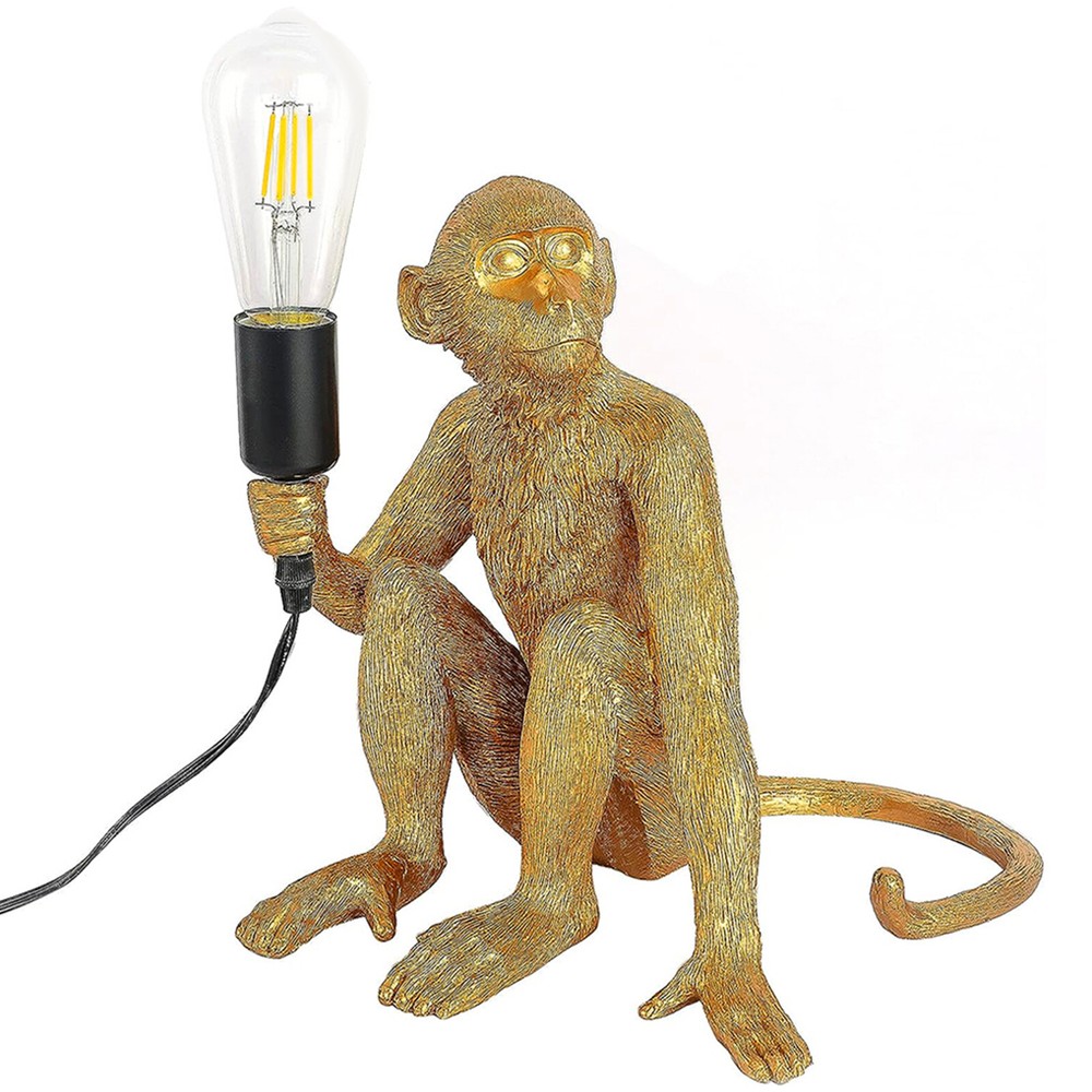 Gold Monkey Table Lamp Sitting Monkey Light Bedroom Monkey Table Light Gift