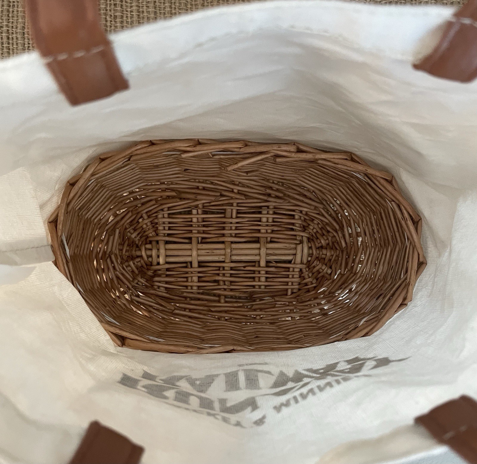 Runaway Railway Disney Mickey & Minnie’s Tote Bag Canvas W/Wicker Bottom