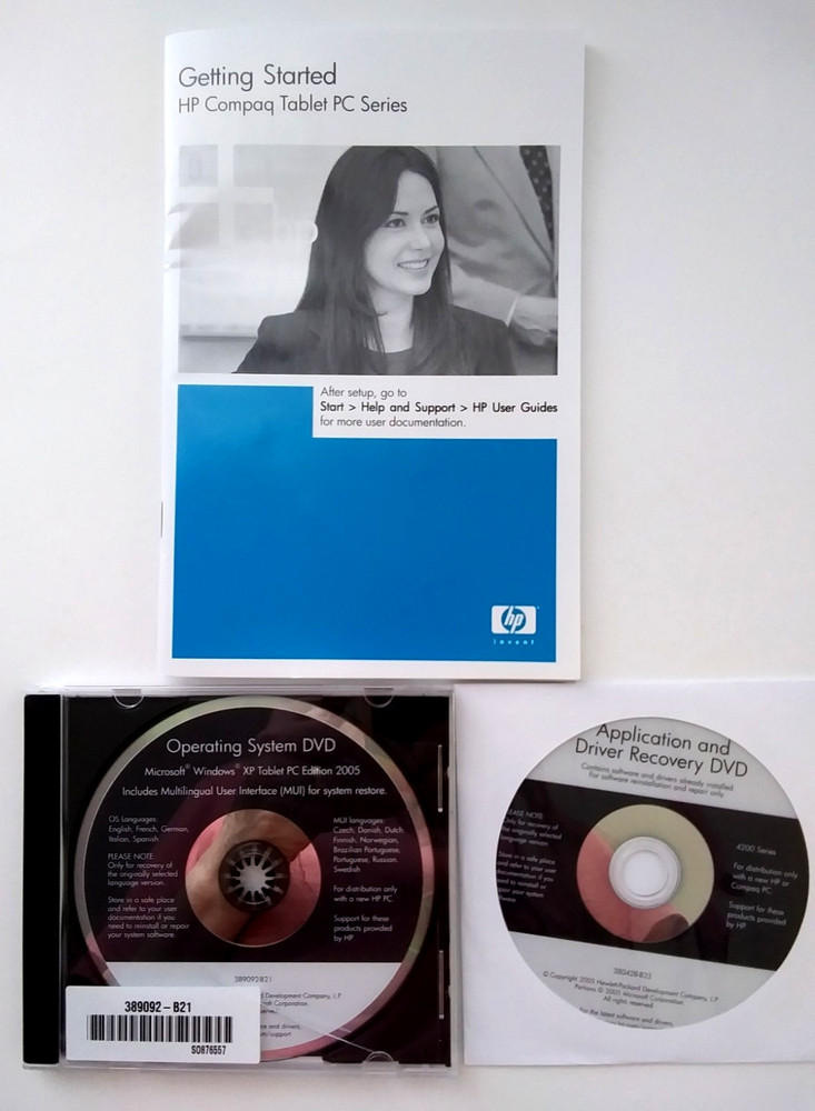 HP Microsoft Windows XP Tablet PC Ed 2005 Software DVDs Recovery Multibay WinDVD