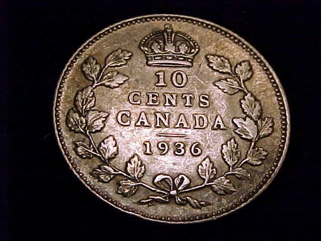 1936 Canada 10 Cent, Fine Grade