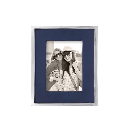 BLUE LEATHER WITH METAL BORDER 5X7 FRAME | BLUE | LEATHER | FRAMES |