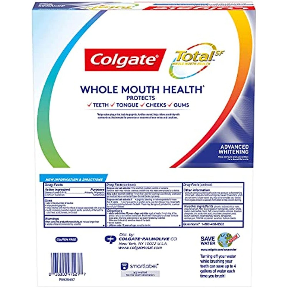 Colgate Total SF Advanced Whitening Toothpaste 6.4 oz, 5-pack