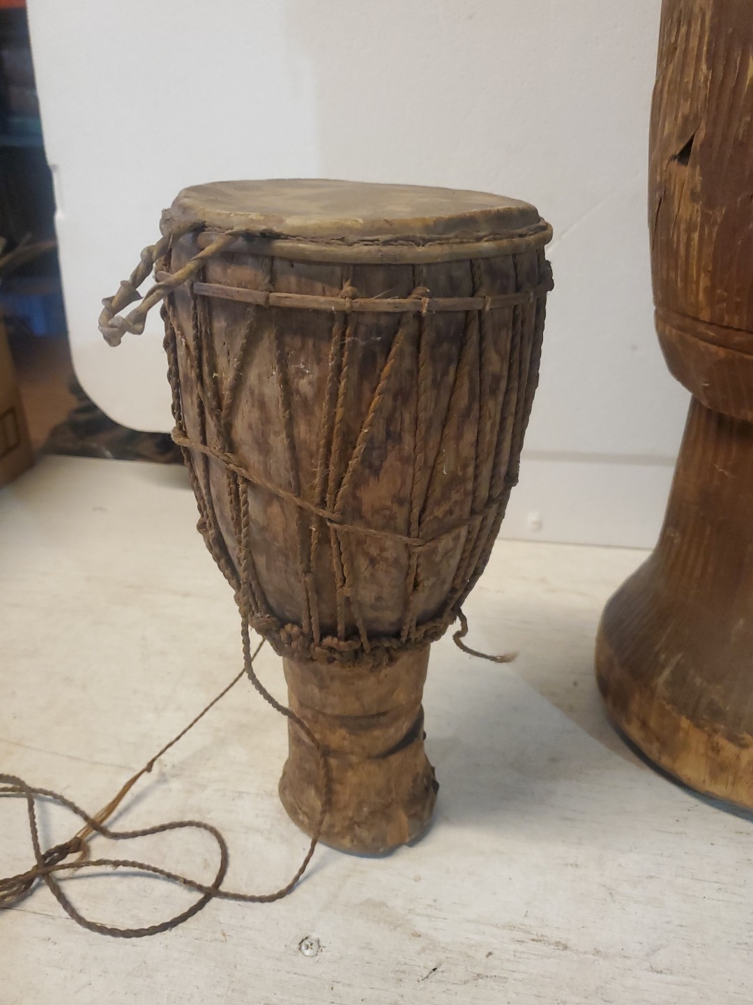 3 Antique Museum Deaquisition Authentic West African Drums