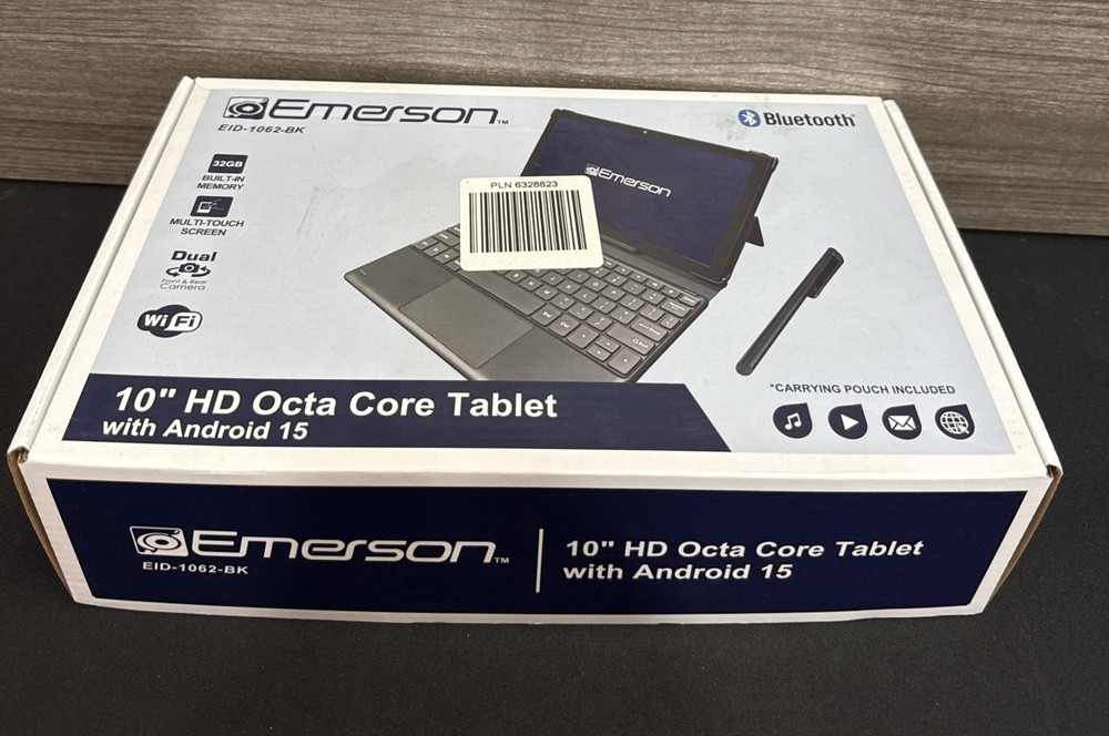 EMERSON EID-1062-BK 10" HD Octa Core Tablet with Android 15