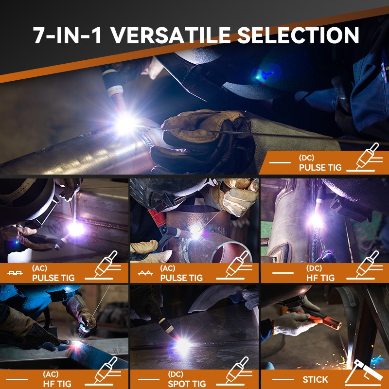 ARCCAPTAIN TIG Welder AC/DC 200Amp 7 in 1 Welding Aluminum TIG Welder 110V/220V