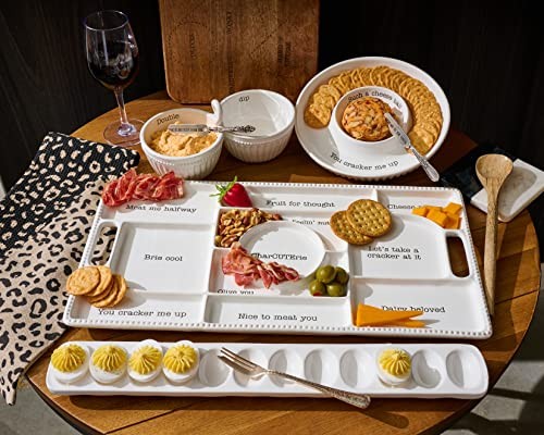 Mud Pie Deviled Egg Tray Set, White