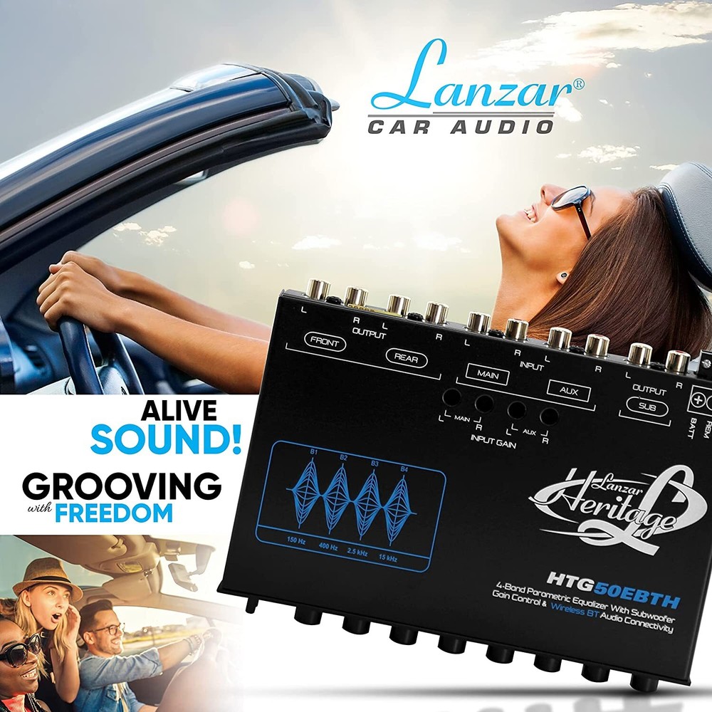 Lanzar HTG50EBTH Parametric Equalizer - Gain Control Bluetooth Wireless Audio