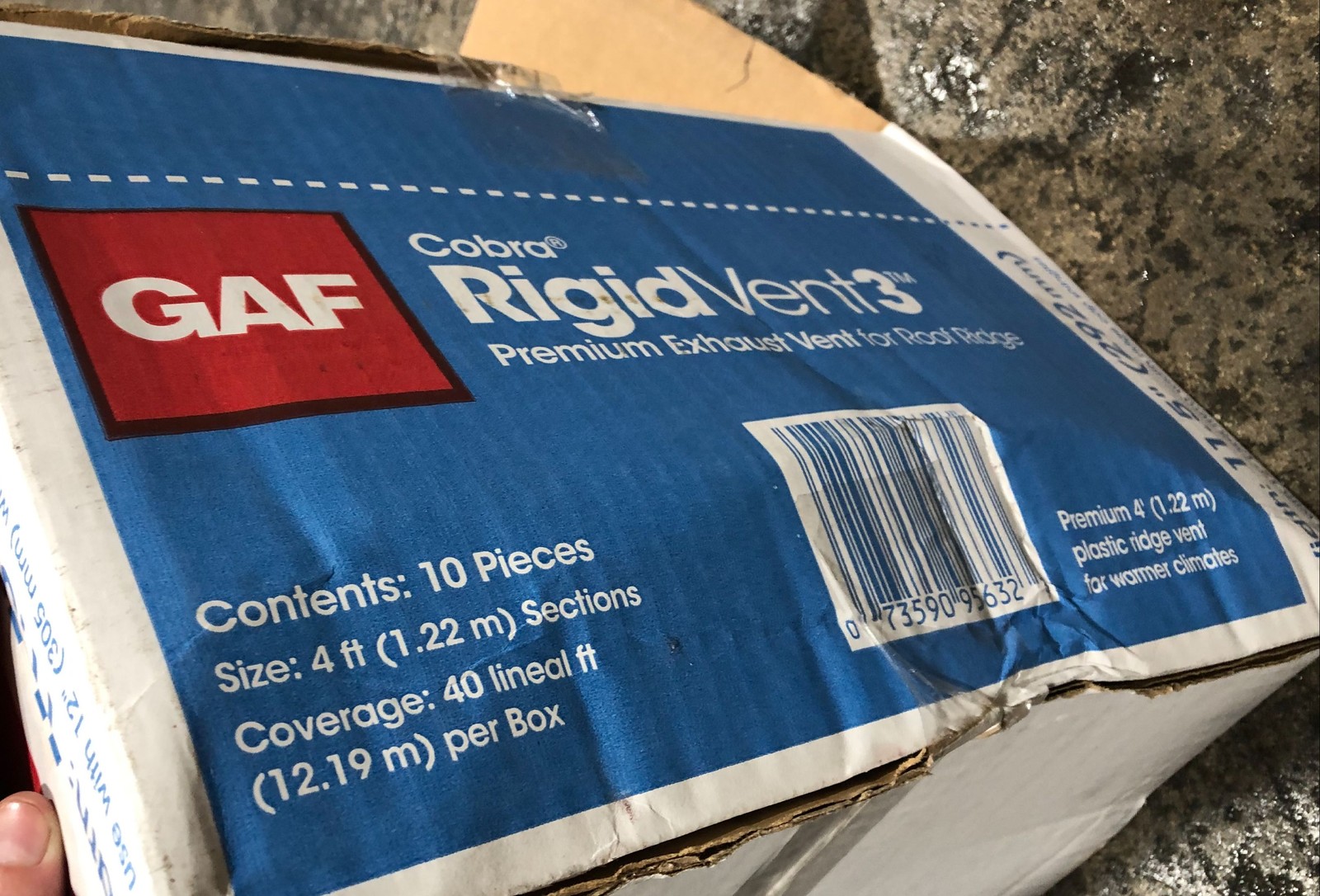 10 GAF Cobra Rigid Vent 3 11.5 in.- 48in. Plastic Roof Ridge Exhaust Vent Black