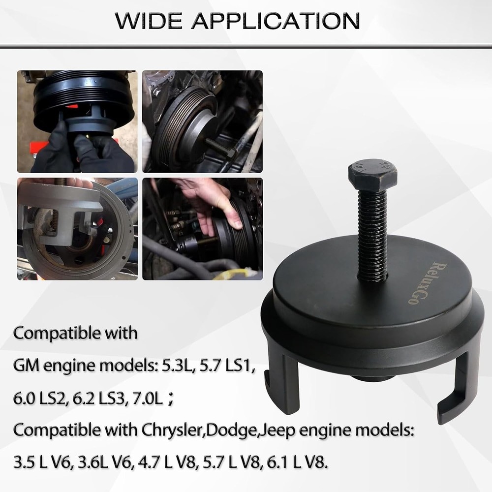 For GM LS Harmonic Balancer Puller 25264 Crank Pulley Puller with 22mm Socket, A