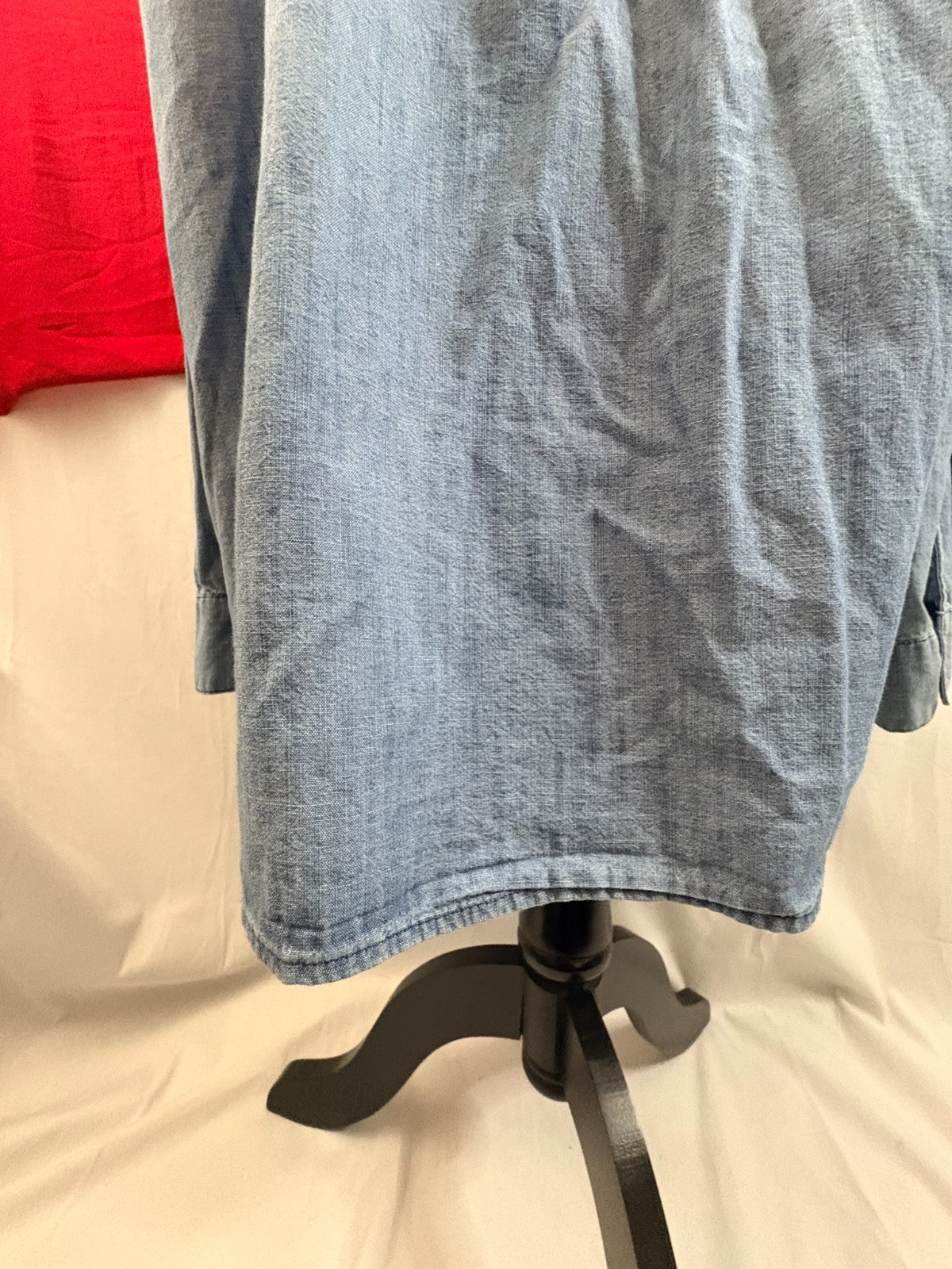 Old Navy Jean Tunic Shirt Womens Size 3X Light Blue Long Sleeve Pleats Button Up