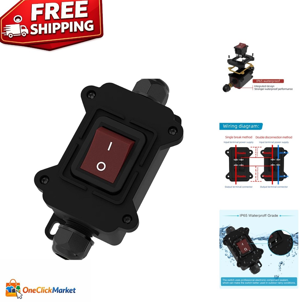 30A Outdoor Waterproof Rocker Switch - Durable  Toggle with  Certification