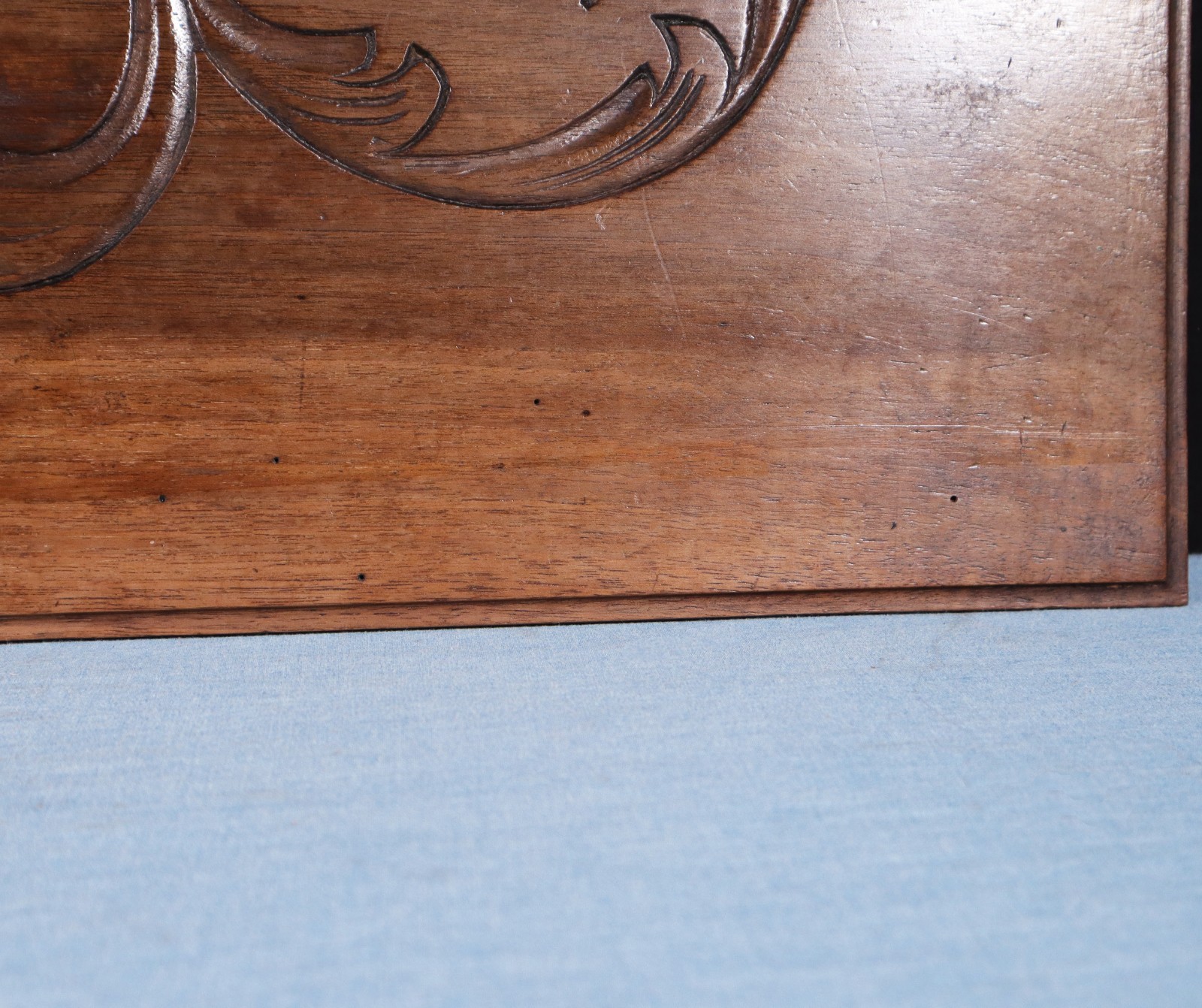 45" Wide Antique French Solid Walnut Wood Panel/Crest Pediment w/Carvings