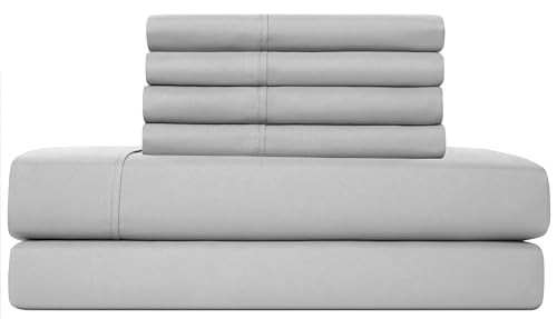 Sheets Set 6 Piece Cooling Bed Sheets with 4 Envelope Pillowcases Full Gray