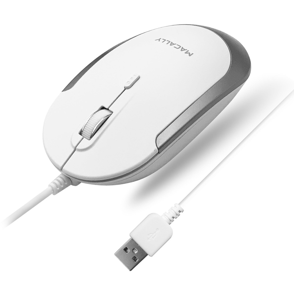 Macally Silent Wired Mouse - Slim & Compact USB Mouse for Apple Mac or Window...