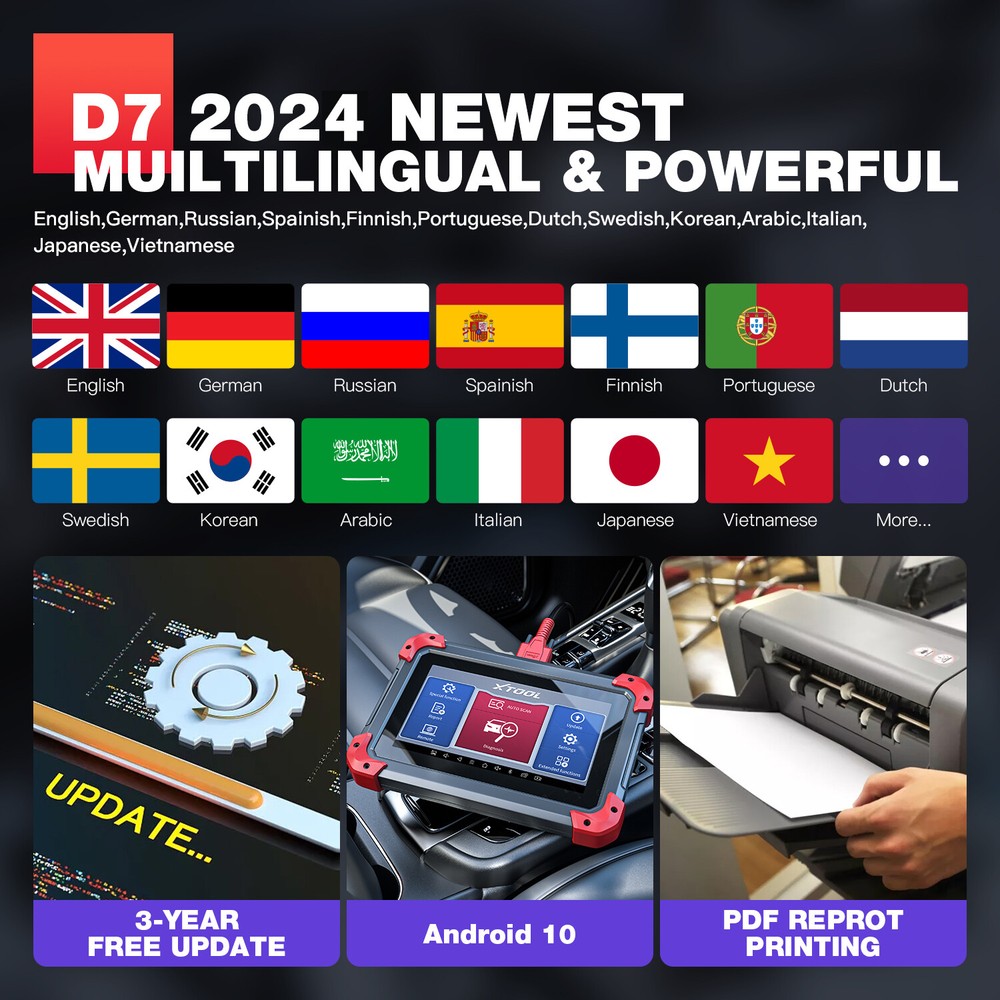 XTOOL D7 OBD2 Scanner Bi-Directional All System Diagnostic Auto Scan E.CU Coding