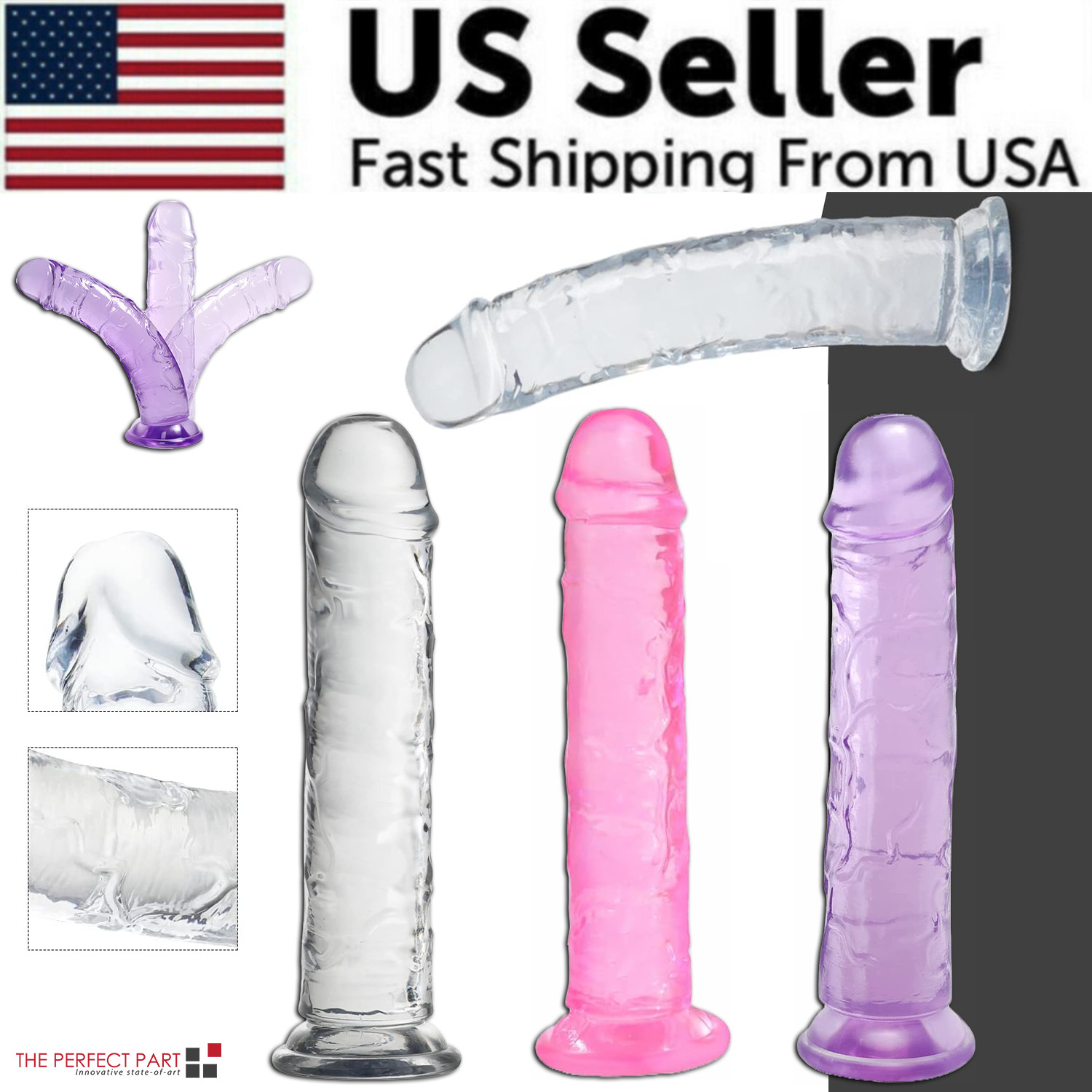 Jelly Dong Dildo Suction Cup G-Spot Waterproof Realistic Cock Veined Dildos Anal