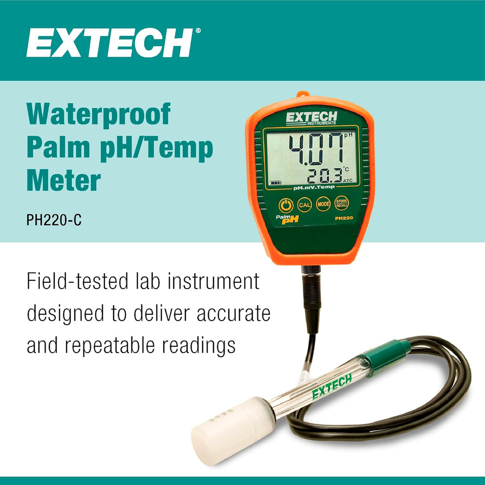 PH220-C Waterproof Palm Ph Meter with Cabled Electrode