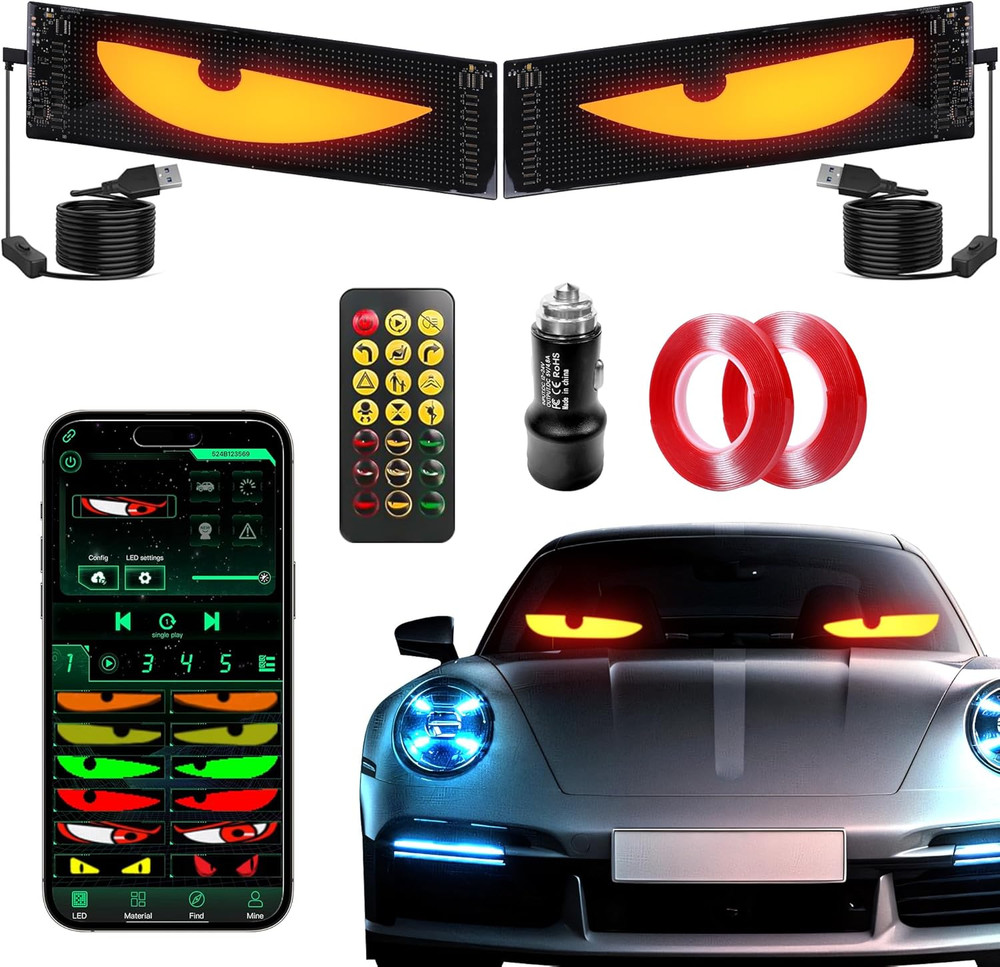 Devil'S Eye 2Pcs:14"X4.3" Programmable Ojos Led Para Carro Windshield Display fo
