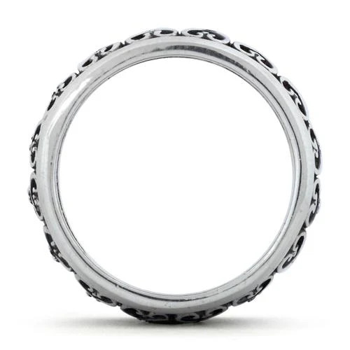 925 Sterling Silver Oxidized Heart Eternity Ring